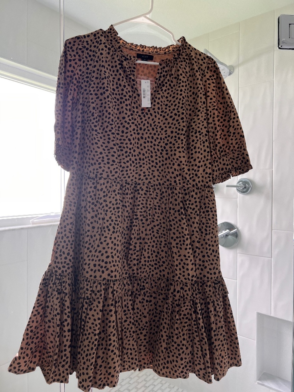 J.Crew Brown & Black Animal Print Tiered Ruffle Dress NWT Size Medium